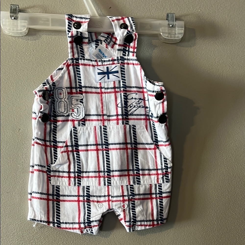Plaid Kids Shorts Overalls - Picture 1 of 3